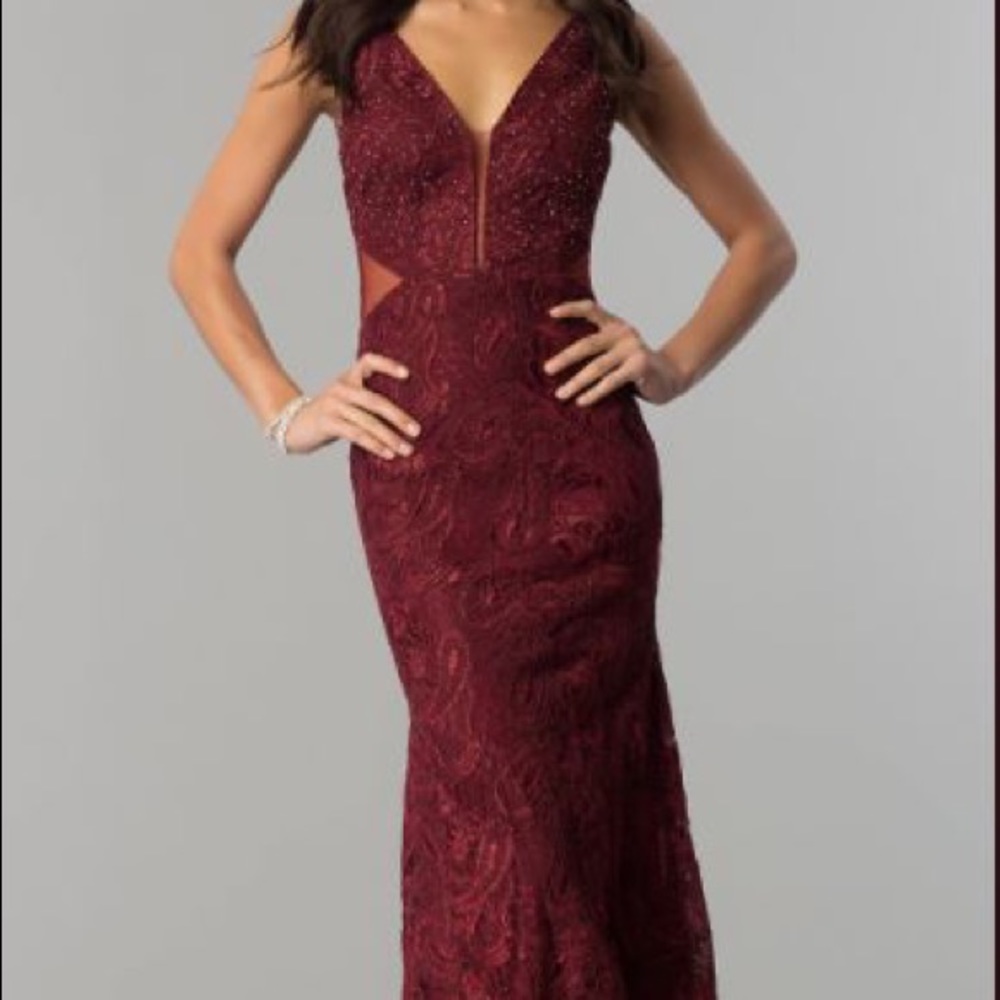 Wine Color Lace Maxi Dress perfect for wedding guest